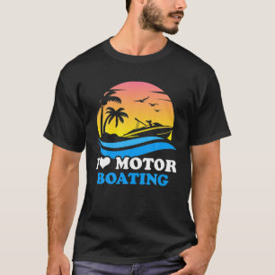 Vintager Sonnenuntergang I Liebe Motorboot T-Shirt