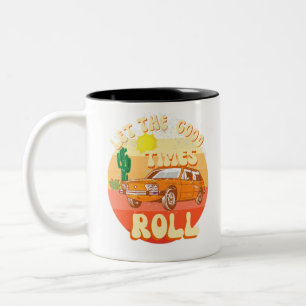Vintager Sonnenuntergang im Retro-Stil und klassis Zweifarbige Tasse