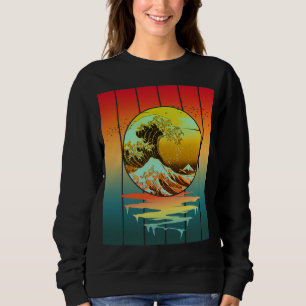 Vintager Sonnenuntergang Japanisch Kanagawa Wave O Sweatshirt