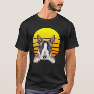 Vintager Sonnenuntergang Miniatur Bull Terrier Hun T-Shirt