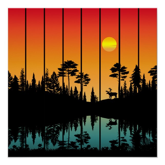 Vintager Sonnenuntergang Poster (Vorderseite)