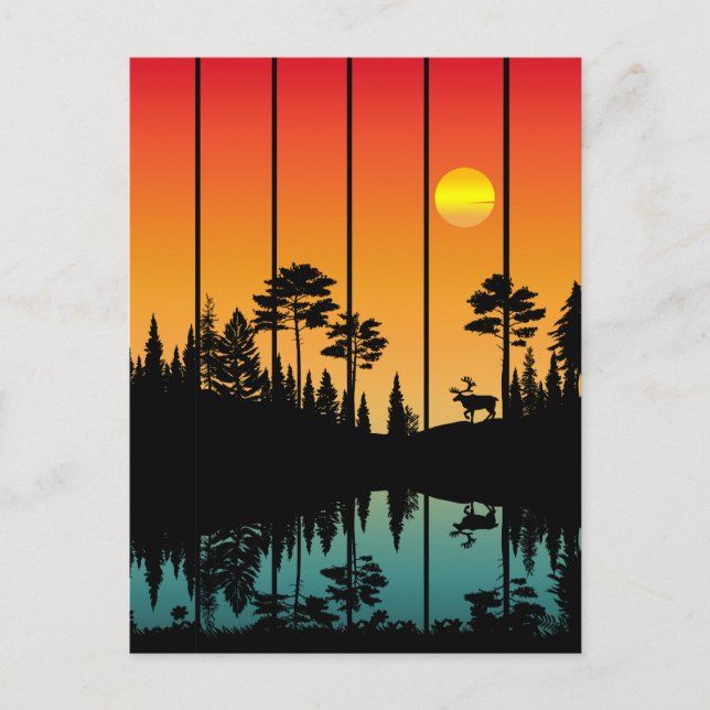 Vintager Sonnenuntergang Postkarte (Vorderseite)