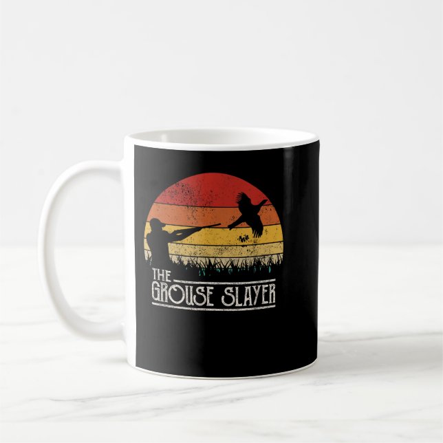 Vintager Sonnenuntergang Retro Art Grouse Jagdhirs Kaffeetasse (Links)