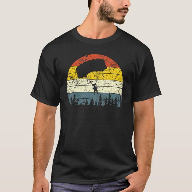 Vintager Sonnenuntergang Retro Skydiving Retro Par T-Shirt (Vorderseite)