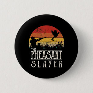 Vintager Sonnenuntergang Retro Stil Fasant Jagd Ph Button