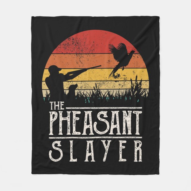 Vintager Sonnenuntergang Retro Stil Fasant Jagd Ph Fleecedecke (Vorderseite)