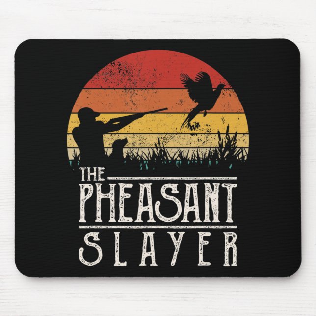 Vintager Sonnenuntergang Retro Stil Fasant Jagd Ph Mousepad (Vorne)