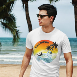 Vintager Sonnenuntergang San diego Retro Strandurl T-Shirt