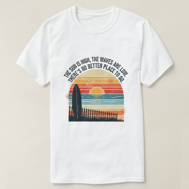 Vintager Sonnenuntergang Surf Beach Art T-Shirt (Design vorne)