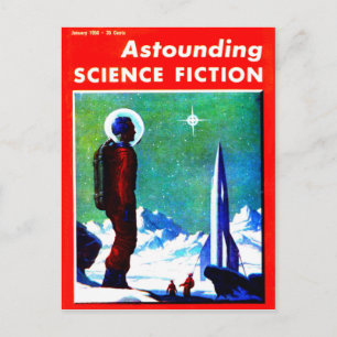 Vintager Space Explorer und Raketenschiff Postkarte