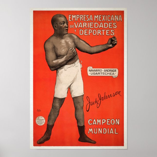Vintager spanischer Jack Johnson Ad Poster (Vorne)
