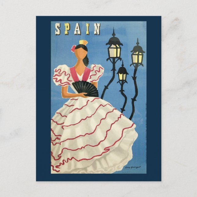 Vintager Spanischer Tänzer Postkarte (Vorderseite)