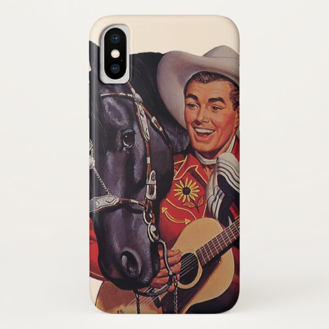 Vintager Spaß, Cowboy Gesang für sein Pferd Case-Mate iPhone Hülle (Rückseite)