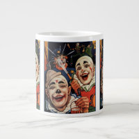 Vintager Spaß, lachende Zirkus-Clowns und Polizei