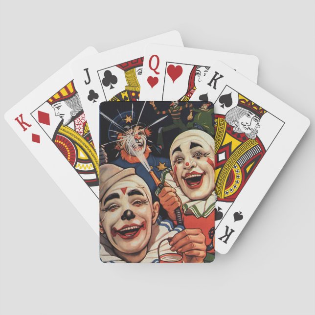 Vintager Spaß, lachende Zirkus-Clowns und Polizei Spielkarten (Rückseite)