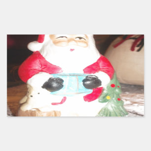 Vintager Spaß Weihnachten mit Schneekunst Rechteckiger Aufkleber