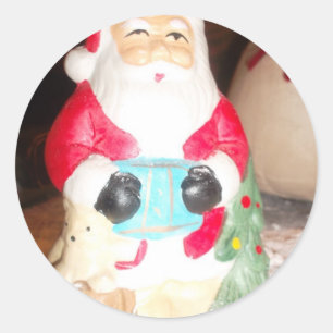 Vintager Spaß Weihnachten mit Schneekunst Runder Aufkleber