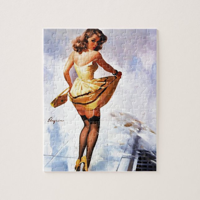 Vintager Spaziergang durch die Burg Pinup Puzzle (Vertikal)