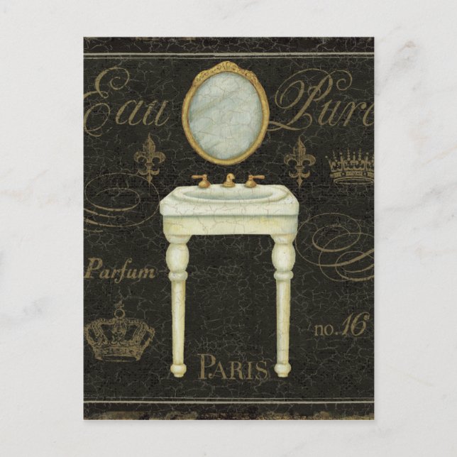 Vintager Spiegel und Sink Postkarte (Vorderseite)