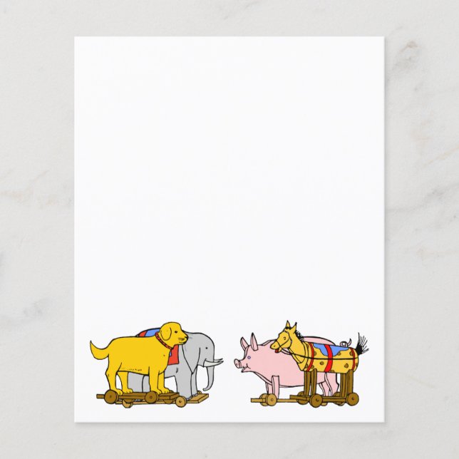 Vintager Spielzeughund, Pferd, Schwein, Elefant Flyer (Vorne)