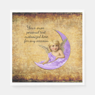 Vintager spiritueller Lavendel Angel Paper Napkins Serviette