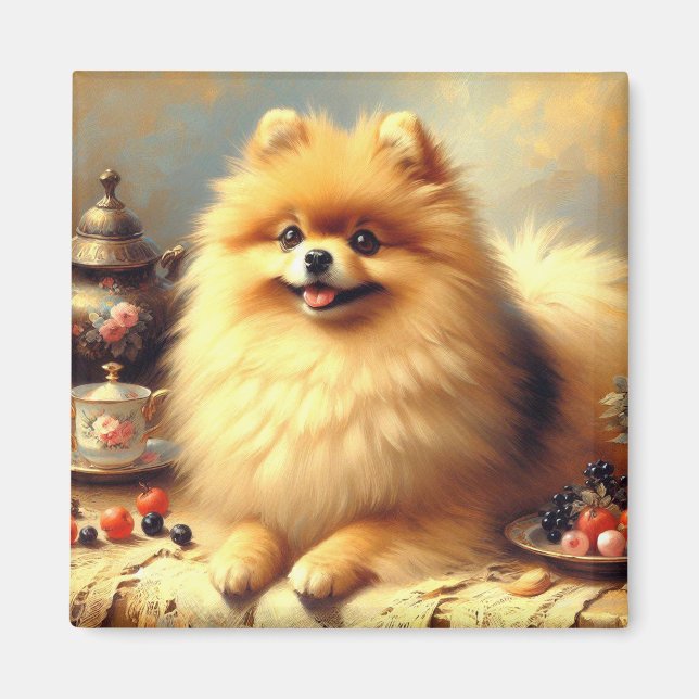 Vintager Spitz Hundeanstrich Magnet (Vorne)