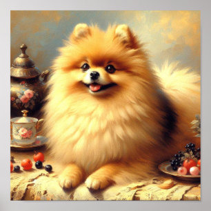 Vintager Spitz Hundeanstrich Poster