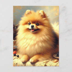 Vintager Spitz Hundeanstrich Postkarte