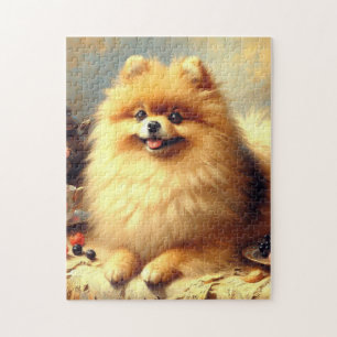 Vintager Spitz Hundeanstrich Puzzle