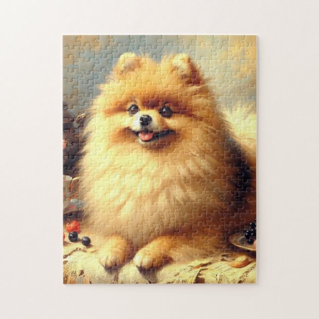 Vintager Spitz Hundeanstrich Puzzle (Vertikal)