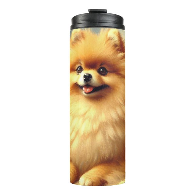 Vintager Spitz Hundeanstrich Thermosbecher (Vorderseite)