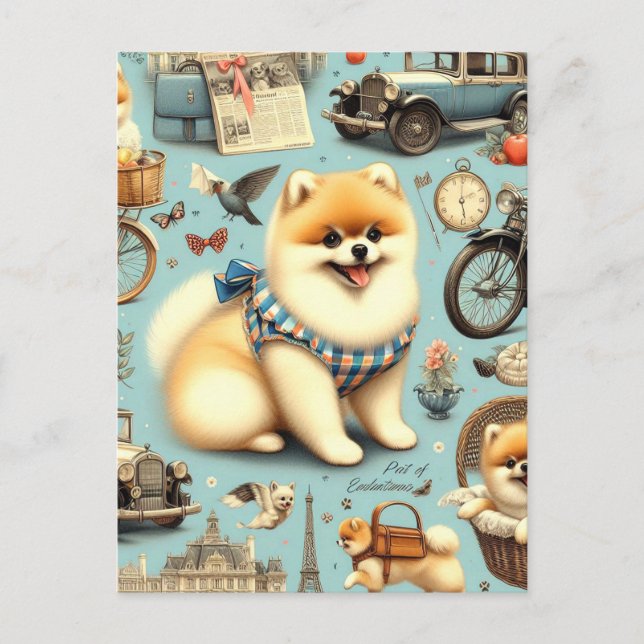Vintager Spitz Nahtlose Illustration Postkarte (Vorderseite)
