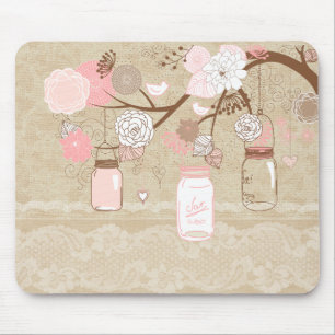 Vintager Spitze-u. Leinwand-Maurer-Glas-Baum Mousepad