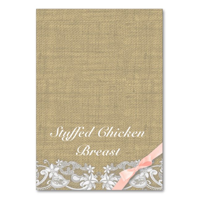 Vintager Spitzen- und Blush-Bow-Essenzzent Tischnummer (Vorderseite)