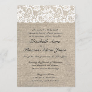 Vintager Spitzenlook & Burlap Look Einladung zur H