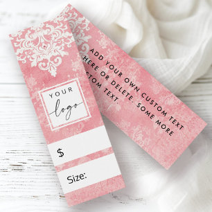 Vintager Spitzenschablone-Damast-Rosa-Preis hängen