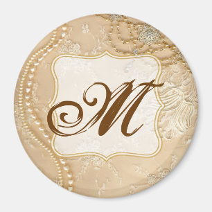Vintager Spitzenschmuck Victo Monogram Initial Mag Magnet