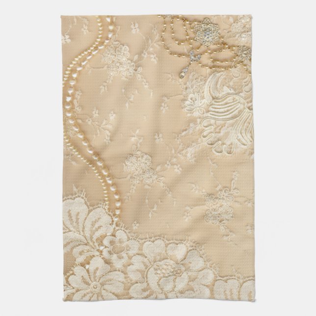 Vintager Spitzenschmuck Viktorianisch Küche Geschi Handtuch (Vertikal)