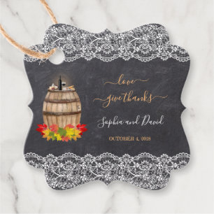 Vintager Spitzenweinkeller Chalk Erntedank Hochzei Geschenkanhänger