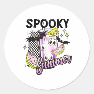 Vintager Spooky Summer Beach Halloween-Kaffeesomme Runder Aufkleber