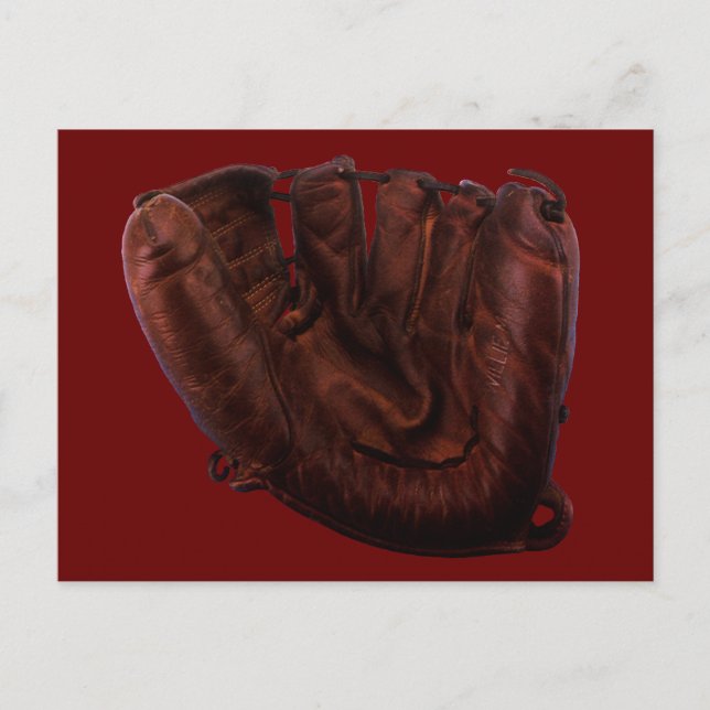 Vintager Sport, antiker Lederhandschuh, Baseballha Postkarte (Vorderseite)