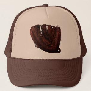 Vintager Sport, antiker Lederhandschuh, Baseballha Truckerkappe
