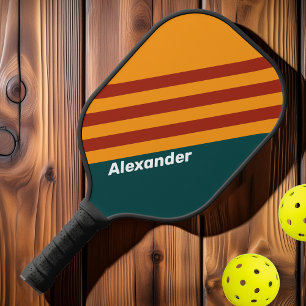 Vintager Sport Dunkle Aquamarine Splash Streifen m Pickleball Schläger