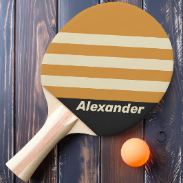 Vintager Sport Golden Horizon Streifen mit Namen Tischtennis Schläger