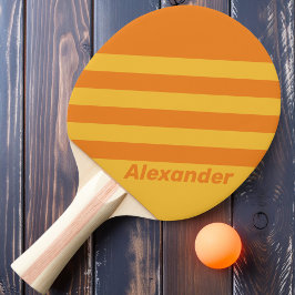 Vintager Sport Orange Groove Streifen mit Namen Tischtennis Schläger