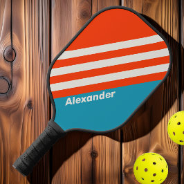 Vintager Sport Sunset Tide Rush Streifen mit Namen Pickleball Schläger
