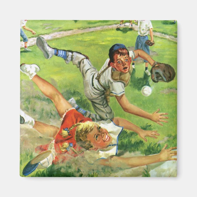 Vintager Sportbaseball, Kinderteams Magnet (Vorne)