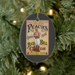 Vintager Sportbaseball, Reach's Guide Cover Art C Keramik Ornament