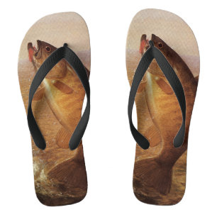 Vintager Sportfisch, Largemouth Brown Bass Fish Flip Flops