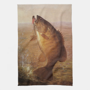 Vintager Sportfisch, Largemouth Brown Bass Fish Handtuch
